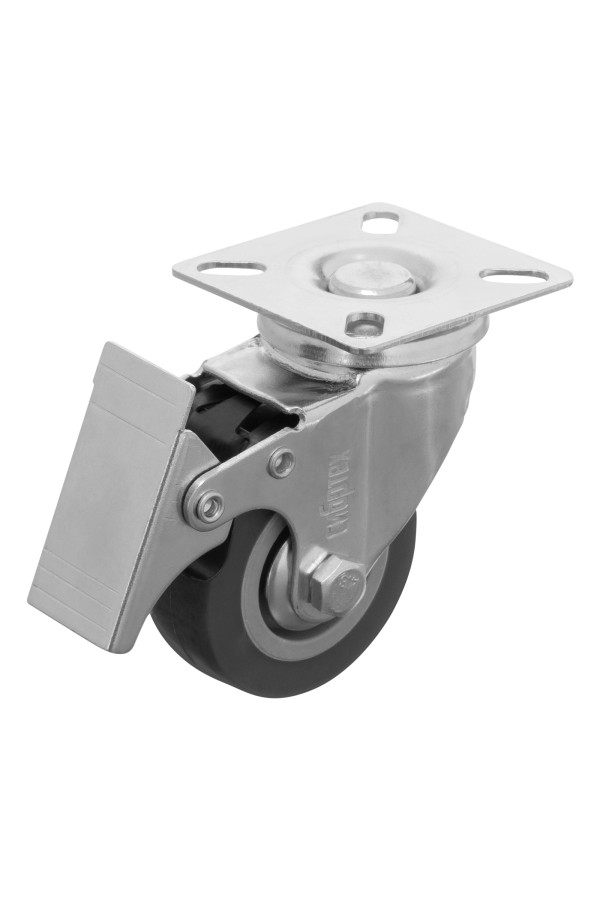 Колесо поворотное с тормозом D 50 мм, крепление  платформенное Сибртех