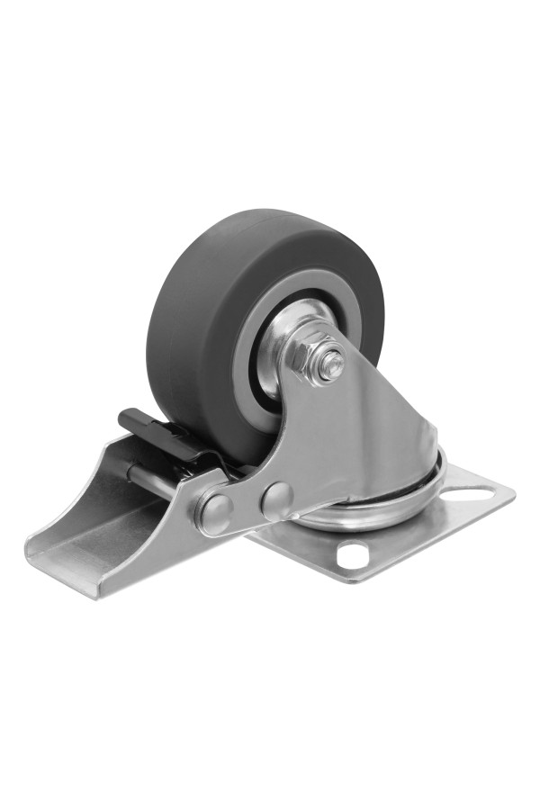 Колесо поворотное с тормозом D 50 мм, крепление  платформенное Сибртех