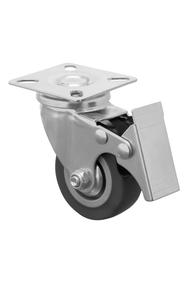 Колесо поворотное с тормозом D 50 мм, крепление  платформенное Сибртех