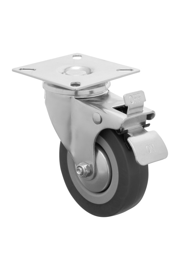 Колесо поворотное с тормозом D 75 мм, крепление  платформенное Сибртех