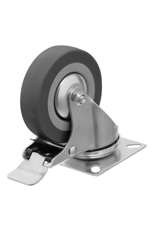 Колесо поворотное с тормозом D 75 мм, крепление  платформенное Сибртех