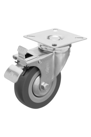 Колесо поворотное с тормозом D 75 мм, крепление  платформенное Сибртех