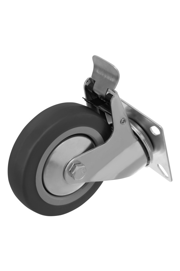 Колесо поворотное с тормозом D 100 мм, крепление  платформенное Сибртех
