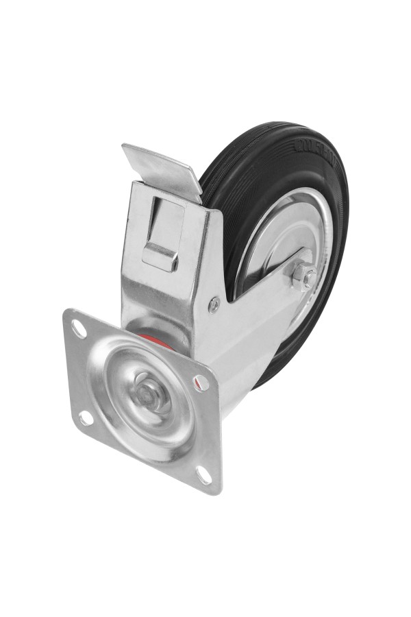 Колесо поворотное с тормозом D 200 мм, крепление  платформенное Сибртех