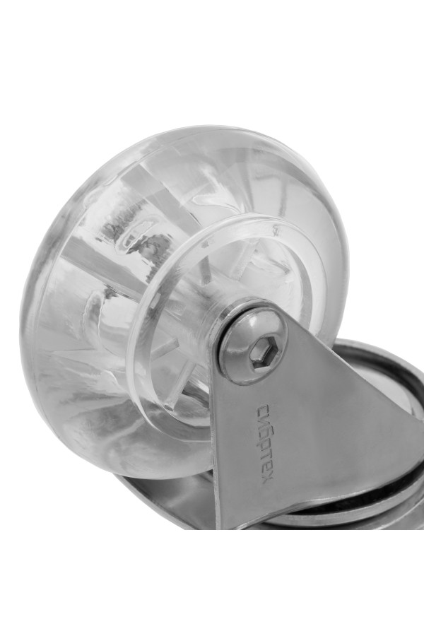 Колесо ПУ прозрачное поворотное d-50 мм, крепление платформенное Сибртех