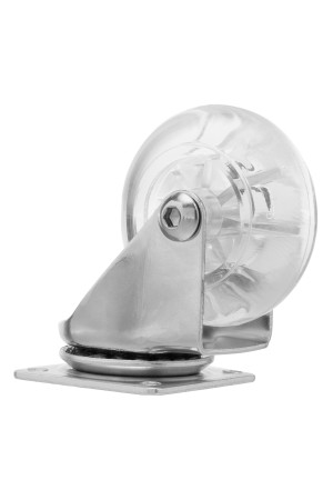 Колесо ПУ прозрачное поворотное d-50 мм, крепление платформенное Сибртех