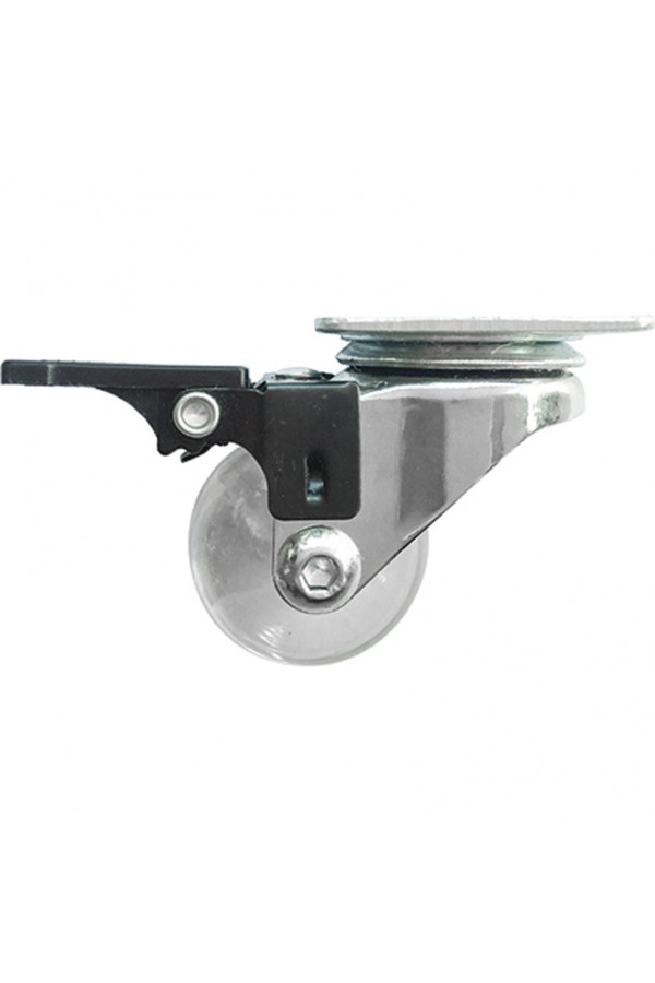 Колесо ПУ прозрачное поворотное с тормозом d-35 мм, крепление платформенное Сибртех