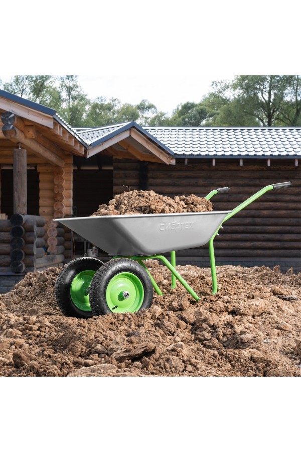 Тачка садовая, 2-х колесная, грузоподъемность 120 кг, объем 65 л Сибртех