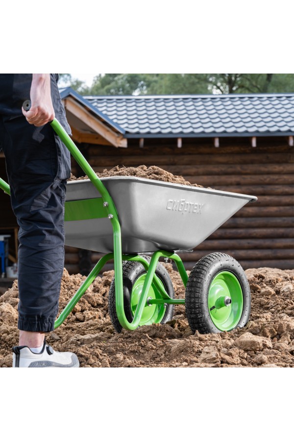 Тачка садовая, 2-х колесная, грузоподъемность 120 кг, объем 65 л Сибртех