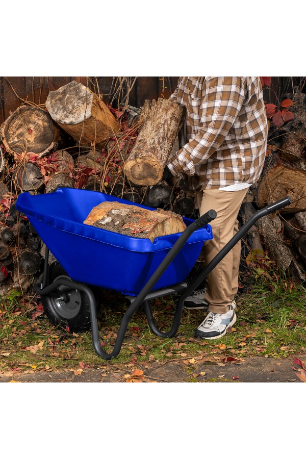 Тачка садово-строительная с пластиковым корытом, грузоподъемность 175 кг, объем 90 л Сибртех