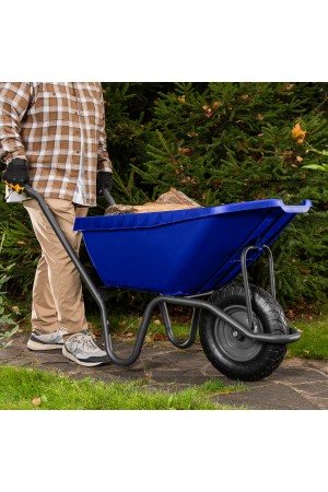 Тачка садово-строительная с пластиковым корытом, грузоподъемность 175 кг, объем 90 л Сибртех