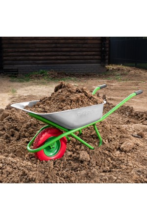 Тачка садово-строительная с PU колесом, грузоподъемность 180 кг, объем 90 л Сибртех