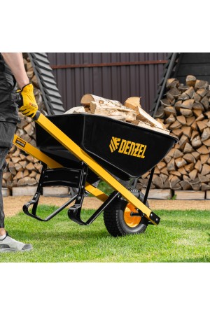 Тачка строительная, усиленная, объем 140 л, 230 кг, колесо 15х6.00-6 Denzel