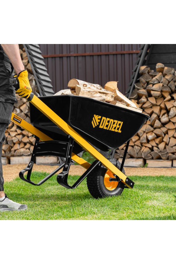 Тачка строительная, усиленная, объем 140 л, 230 кг, колесо 15х6.00-6 Denzel