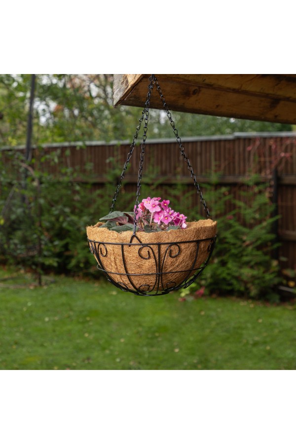 Подвесное кашпо с декором, 30 см, с кокосовой корзиной Palisad