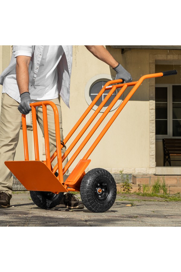 Тележка ручная 2-х колесная, усиленная, г/п 250кг, откидная платформа 530х400мм Сибртех