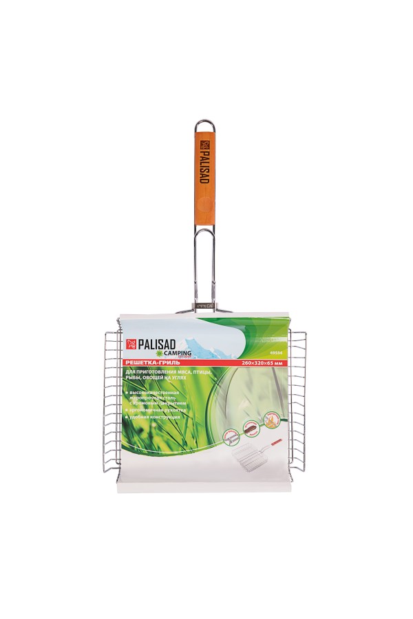 Решетка гриль 260 х 320 х 65 мм. объемная хромированная Camping Palisad