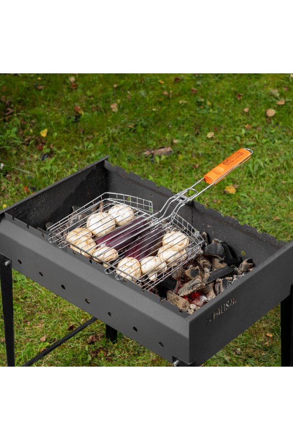 Решетка гриль 305 х 235 х 55 мм, объемная, хромированная Camping Palisad