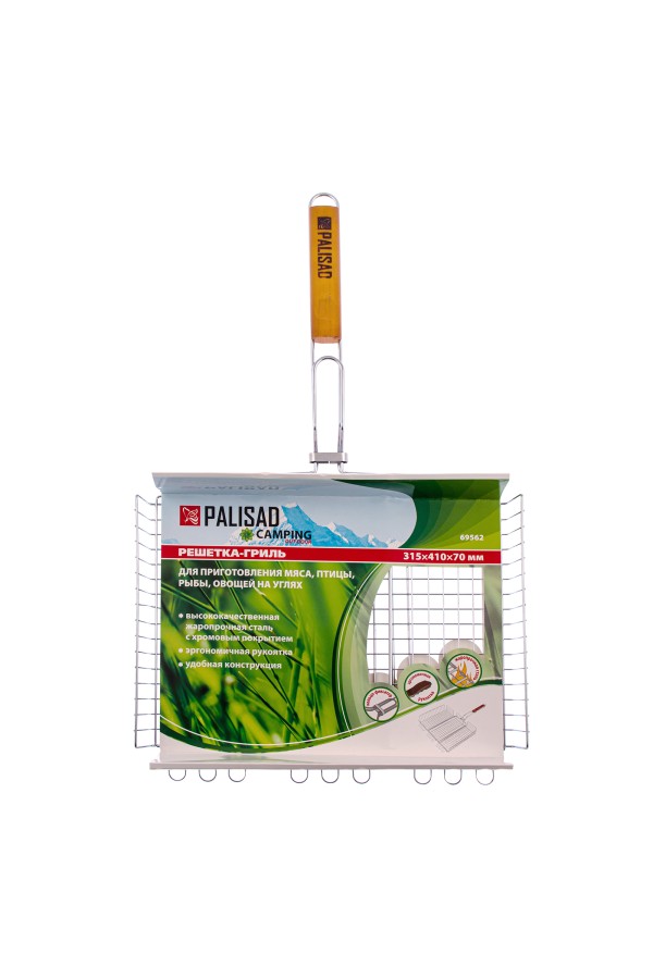 Решетка гриль 315 х 410 х 70 мм, объемная, хромированная Camping Palisad