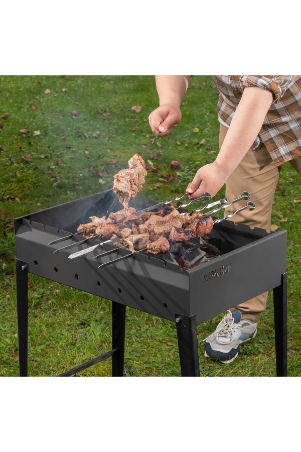 Мангал сварной, 605 х 375 х 138/640 мм, сталь 2 мм, Camping Palisad