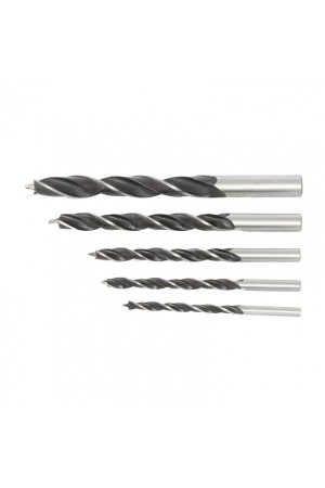 Набор сверл по дереву, 4-5-6-8-10 мм, 5 шт, цилиндрический хвостовик Сибртех