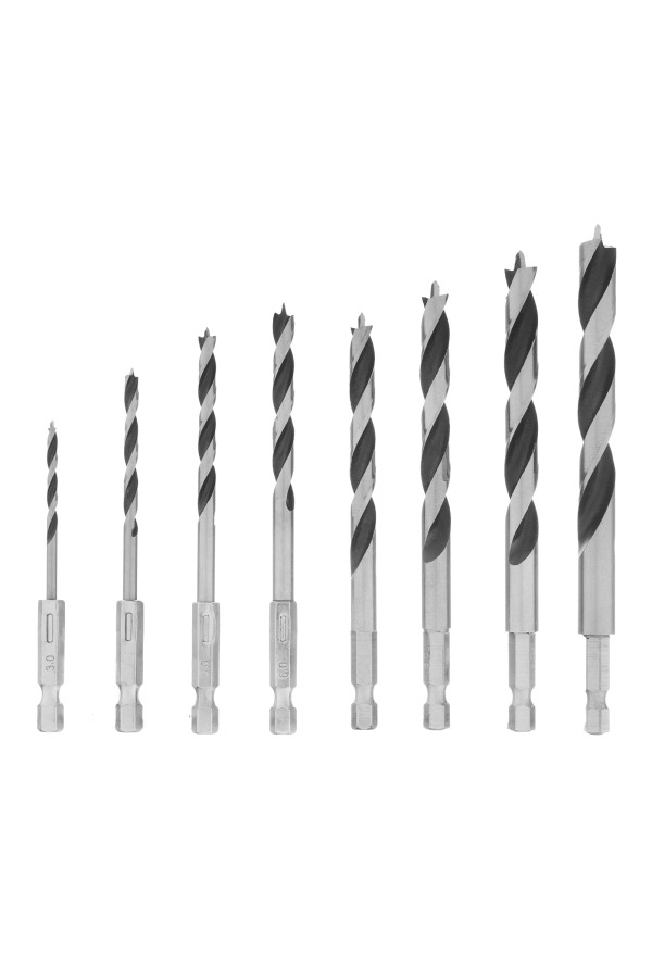 Набор сверл по дереву, 3-4-5-6-7-8-9-10 мм, 8 шт, шестигранный хвостовик, пластиковый кейс, Matrix