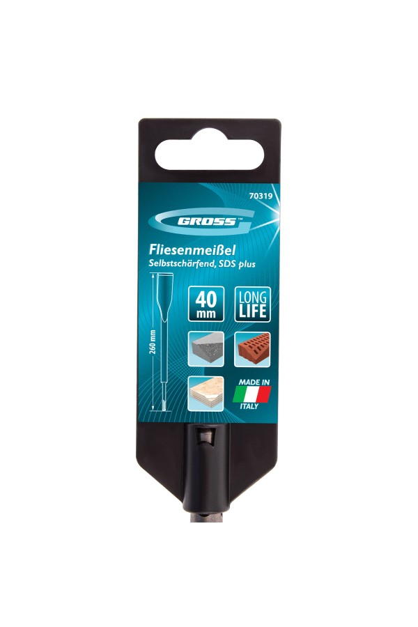 Зубило плоское, изогнутое 40 x 260 мм, SDS Plus Gross