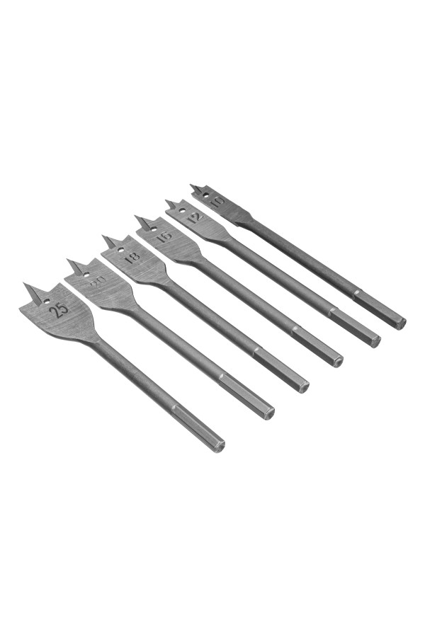 Набор сверл перовых по дереву, 10-12-16-18-20-25 мм, 6 шт, шестигранный хвостовик Sparta