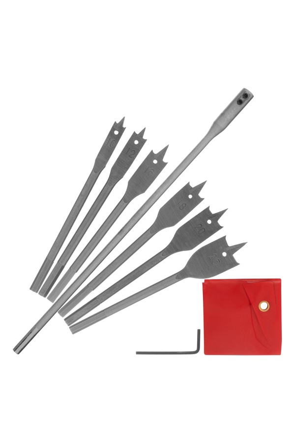 Набор сверл перовых по дереву, 10-12-16-18-20-25 мм, 6 шт, удлинитель 300 мм Matrix