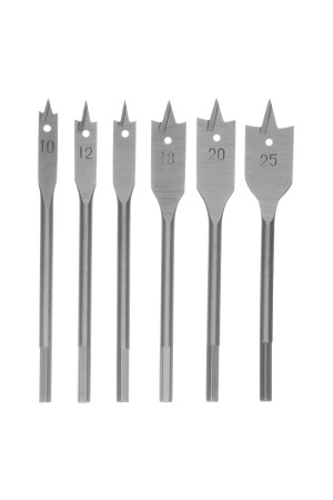 Набор сверл перовых по дереву, 10-12-16-18-20-25 мм, 6 шт, шестигранный хвостовик Сибртех
