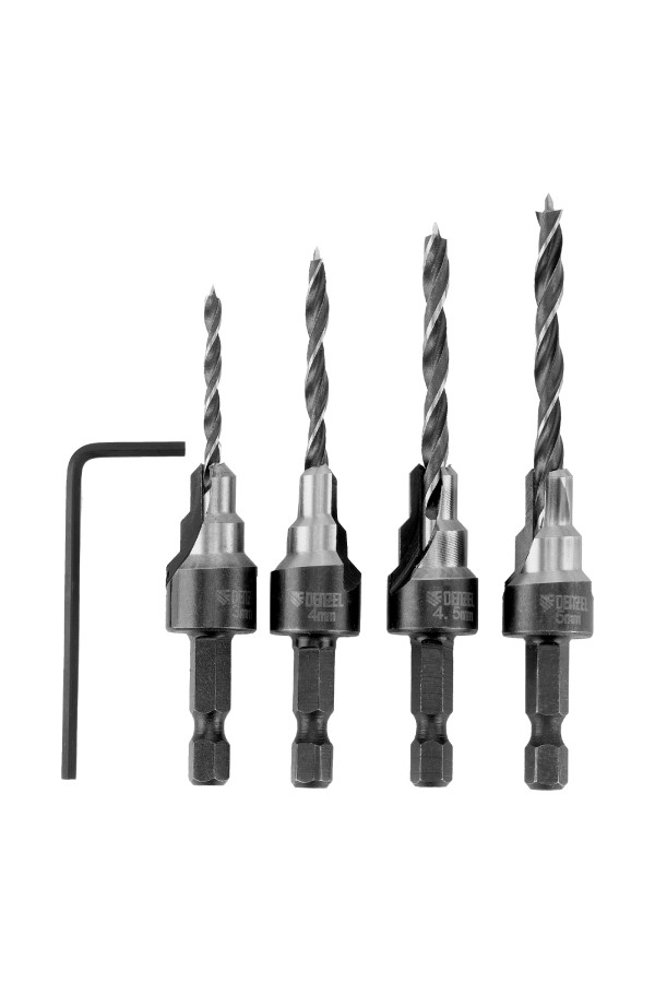 Набор сверл под конфирмат, 3-5 мм, 4 шт Denzel