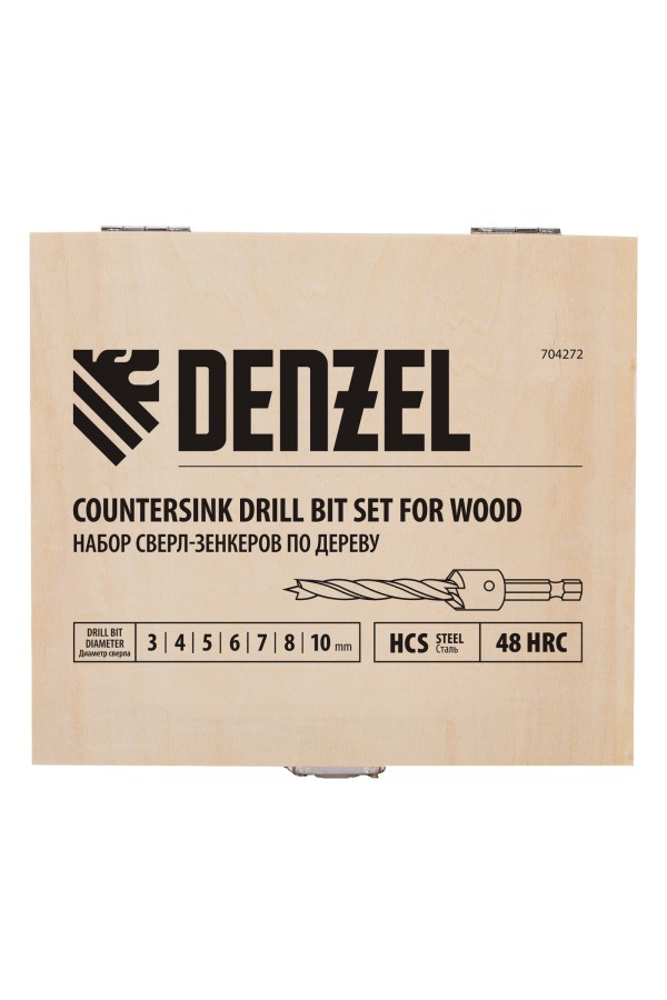 Набор сверл зенкеров по дереву, 3-10 мм, 7 шт Denzel