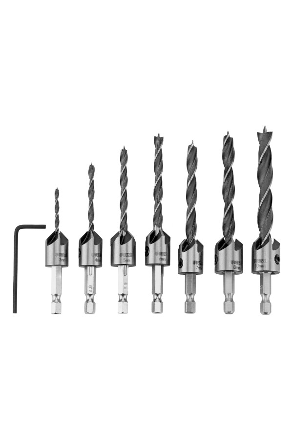 Набор сверл зенкеров по дереву, 3-10 мм, 7 шт Denzel