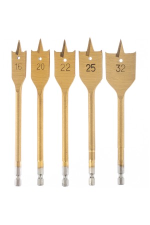 Набор сверл перовых по дереву, 16-20-22-25-32 мм, 5 шт, пластиковый кейс, Matrix