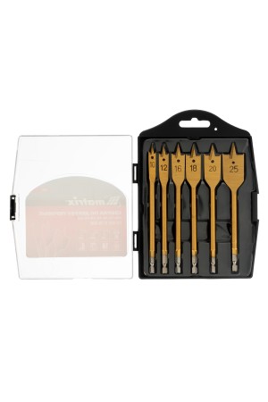 Набор сверл перовых по дереву, 10-12-16-18-20-25 мм, 6 шт, пластиковый кейс, Matrix