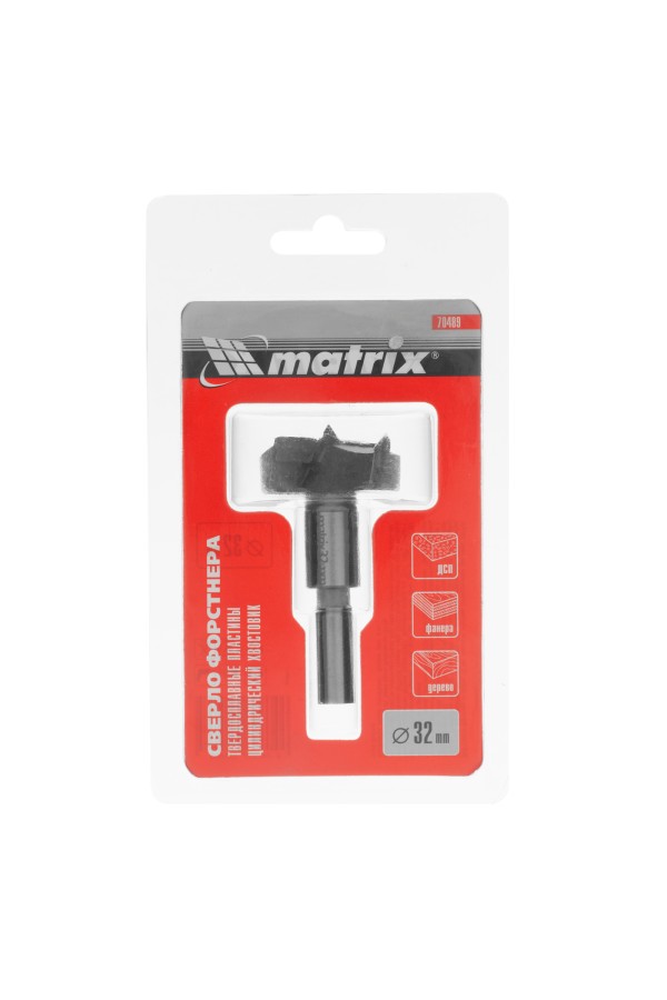 Сверло Форстнера по дереву, 32 мм, твердосплавные пластины, цилиндрический хвостовик Matrix
