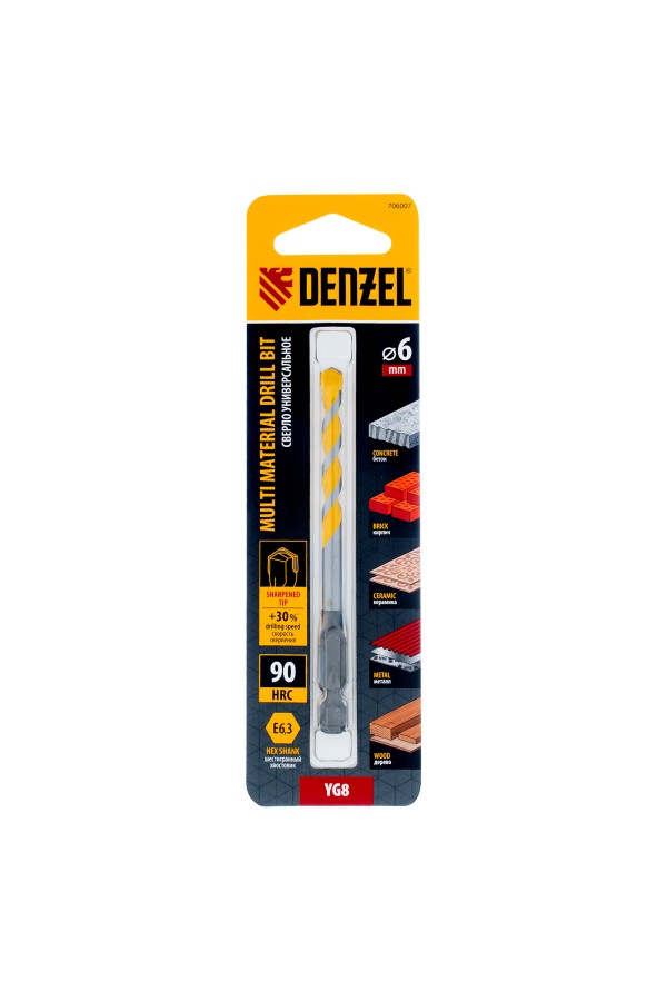 Сверло универсальное, Multi cut, 6 мм Denzel
