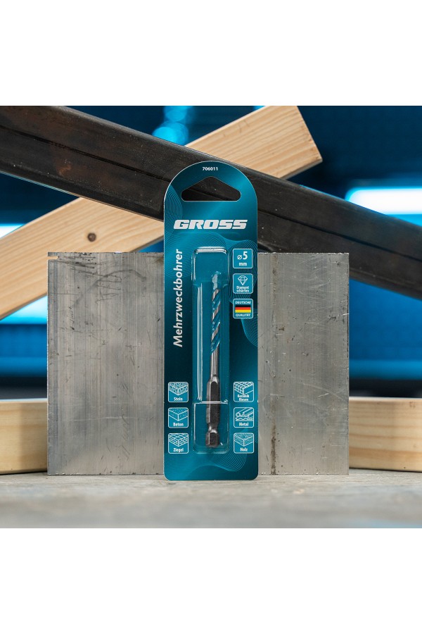 Сверло универсальное, Multipurpose PRO, 6-гр. хвостовик, 5мм Gross