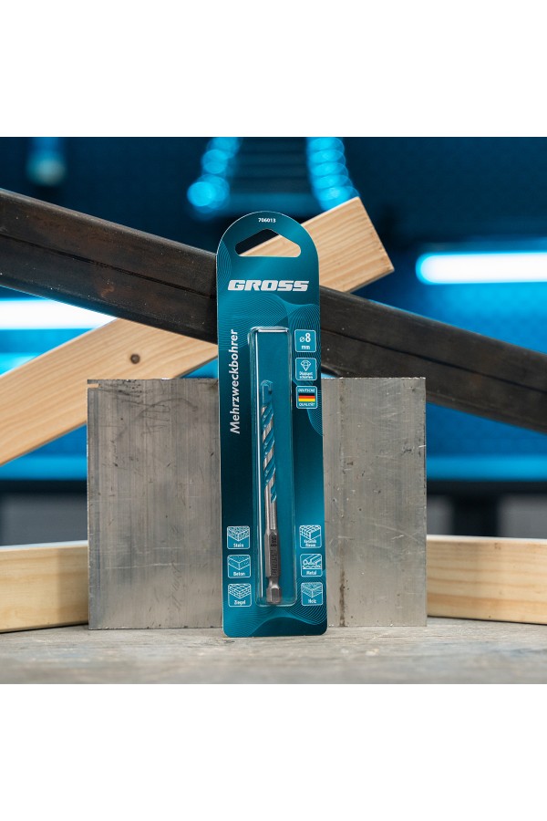 Сверло универсальное, Multipurpose PRO, 6-гр. хвостовик, 8мм Gross