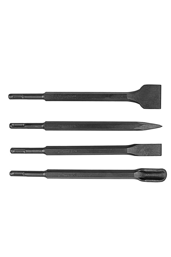 Набор буров по бетону, 6-8-10 х 160, 8-10-12 х 210, 10-12-14 х 260 мм, зубила 4 шт, SDS Plus Matrix