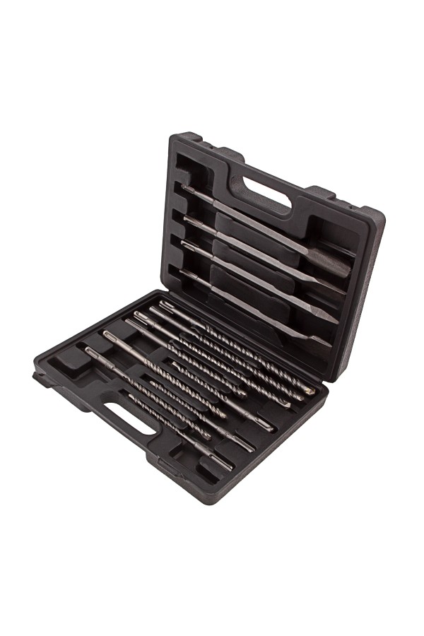 Набор буров по бетону, 6-8-10 х 160, 8-10-12 х 210, 10-12-14 х 260 мм, зубила 4 шт, SDS Plus Matrix