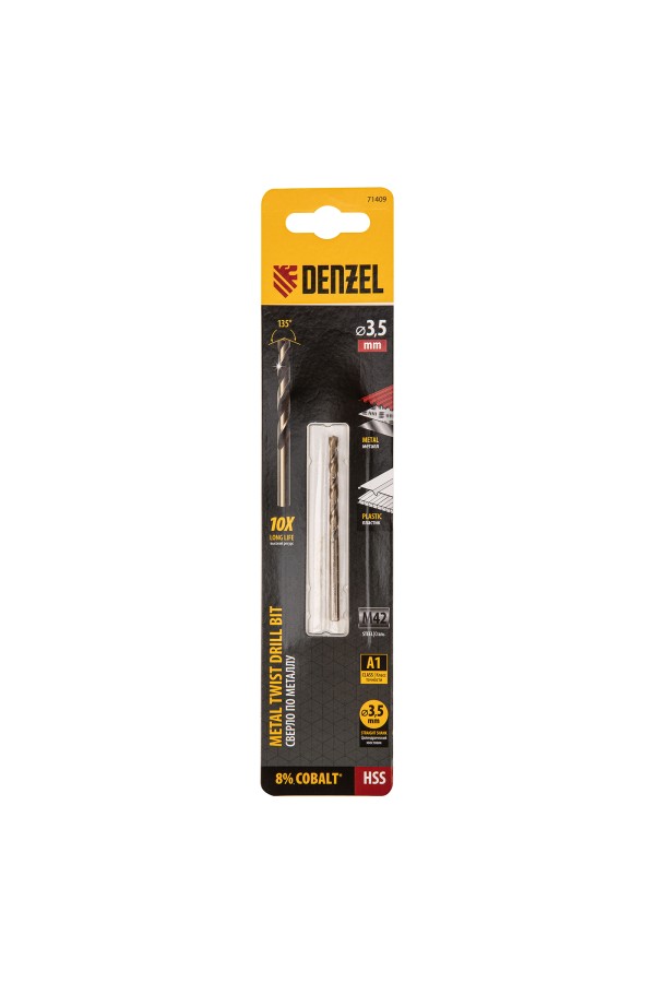 Сверло по металлу, 3,5 мм, HSS Co-8%// Denzel