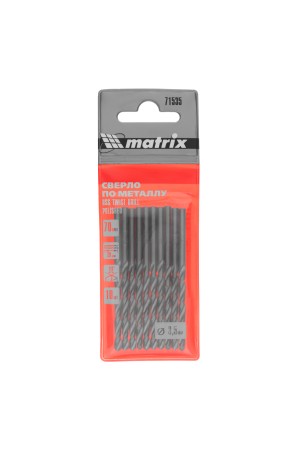 Сверло по металлу, 3.5 мм, полированное, HSS, 10 шт, цилиндрический хвостовик Matrix