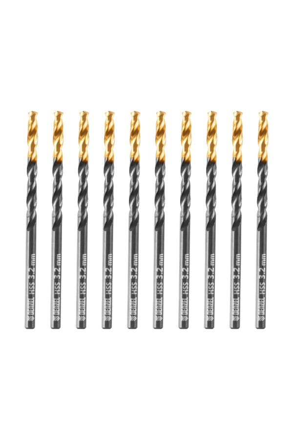 Сверло по металлу, 3,2 мм, HSS-Tin, Golden Tip, 10 шт. Denzel