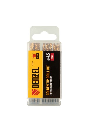 Сверло по металлу, 4,5 мм, HSS-Tin, Golden Tip, 10 шт. Denzel