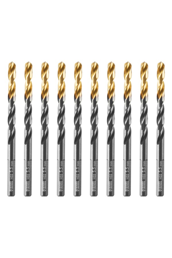 Сверло по металлу, 5,5 мм, HSS-Tin, Golden Tip, 10 шт. Denzel