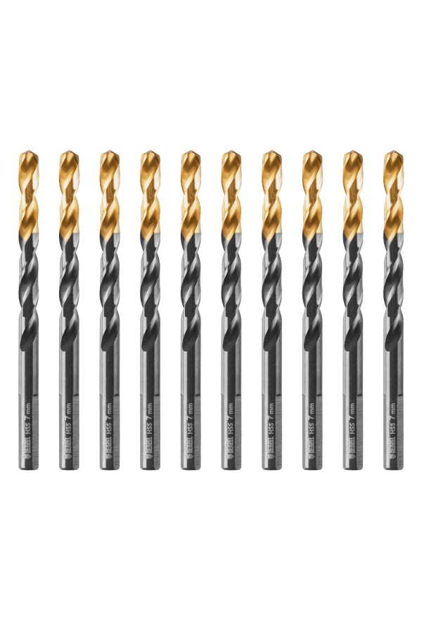 Сверло по металлу, 7 мм, HSS-Tin, Golden Tip, 10 шт. Denzel