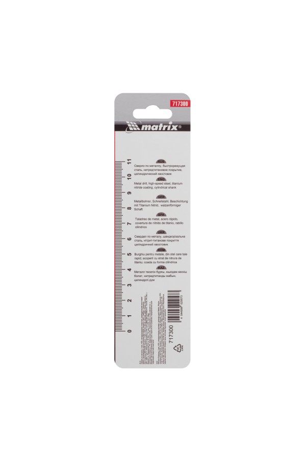 Сверло по металлу, 3 мм, HSS, нитридтитановое покрытие, цилиндрический хвостовик Matrix
