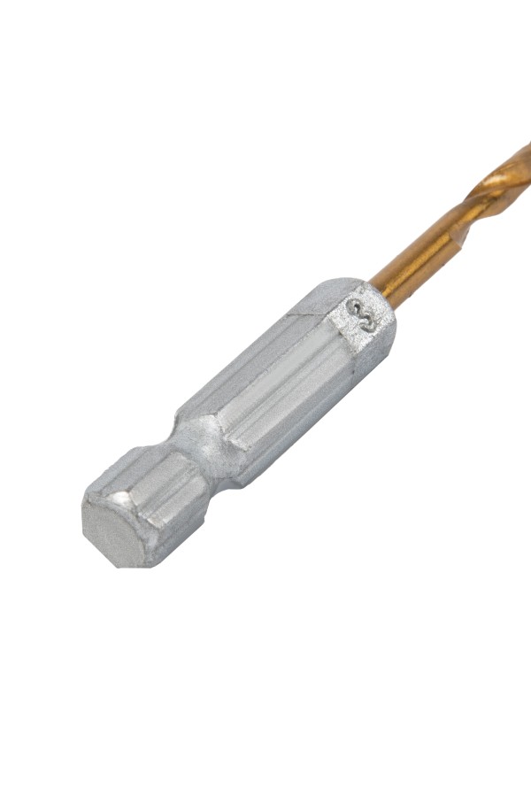 Сверло по металлу, 3 мм, HSS, нитридтитановое покрытие, шестигранный хвостовик Matrix