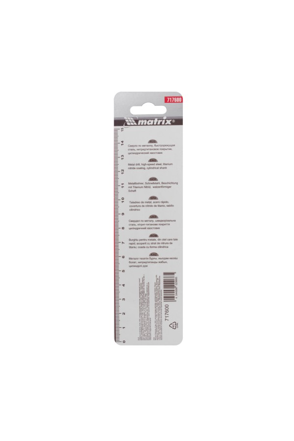 Сверло по металлу, 6 мм, HSS, нитридтитановое покрытие, цилиндрический хвостовик Matrix